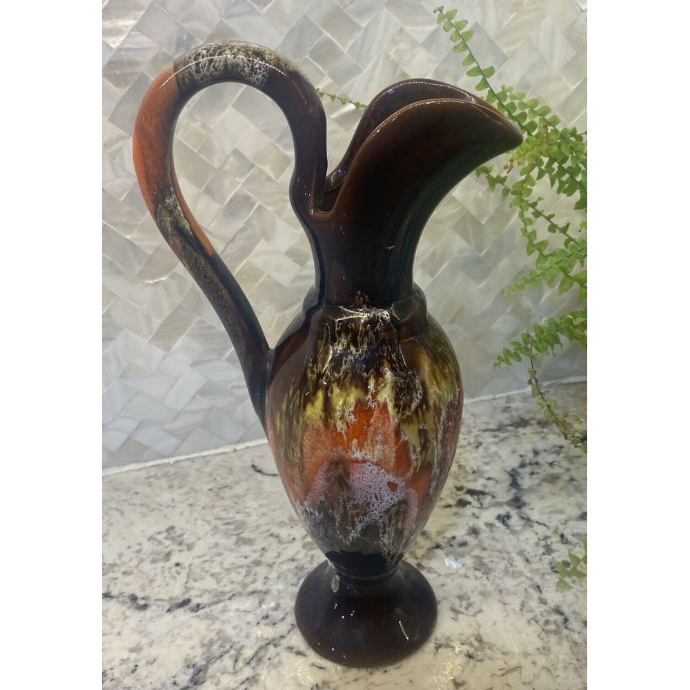 Vase Vintage Vallauris France Modernist Lava Emailliert 1950/60er‎